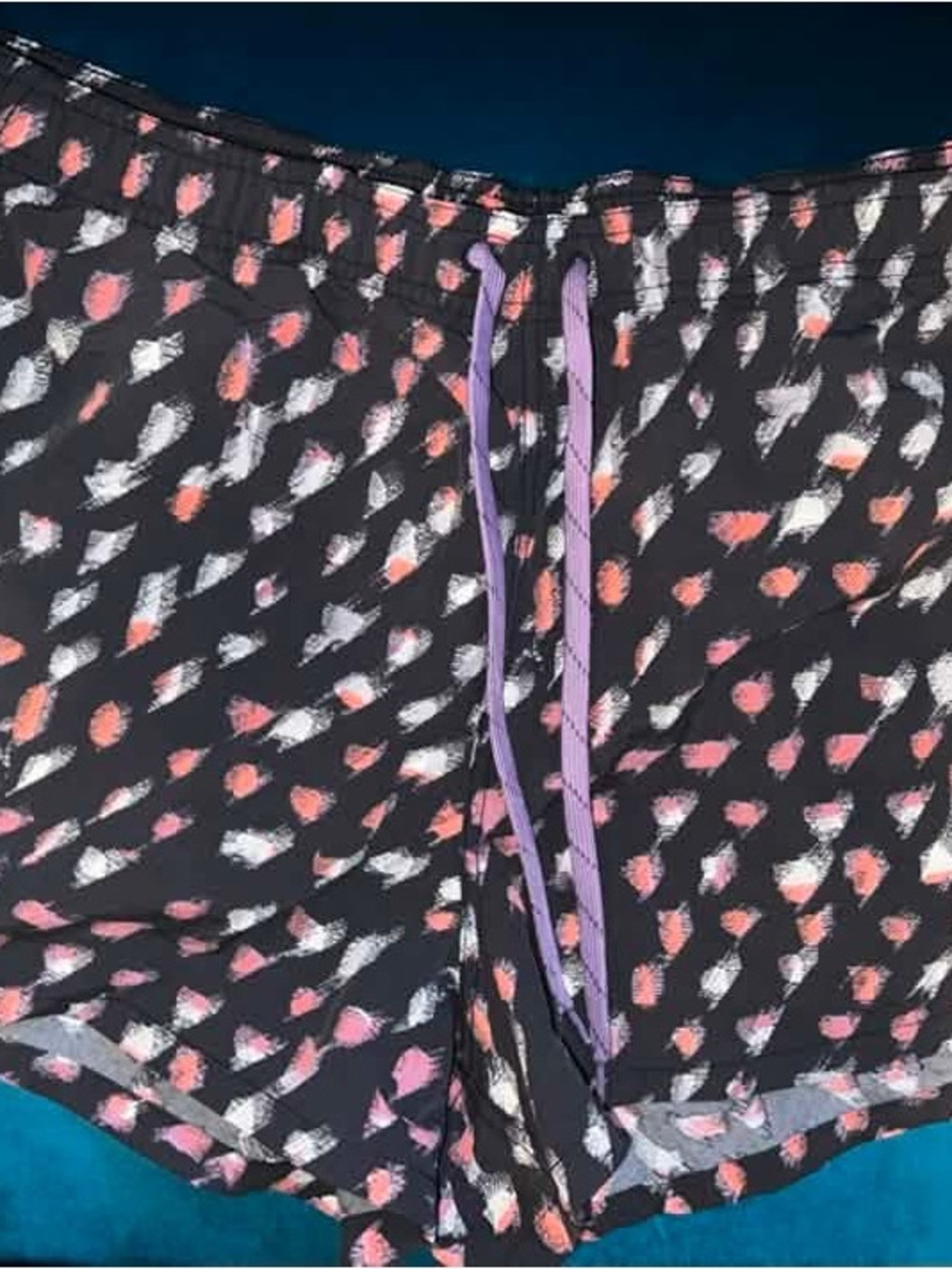 NWOT Alpine Design Black Athletic Shorts with Pink, White & Lavender Accents
